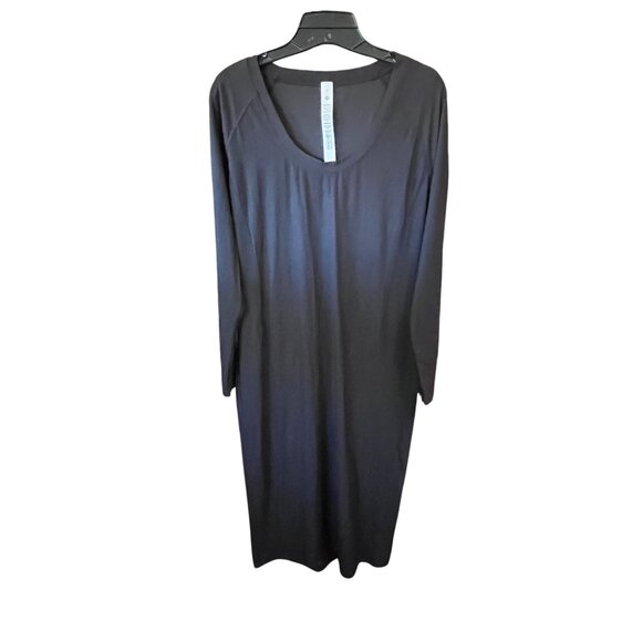 Lululemon All Aligned Ribbed Long Sleeve Midi Dress Size 12 Black Lycra Nulu - Picture 4 of 5